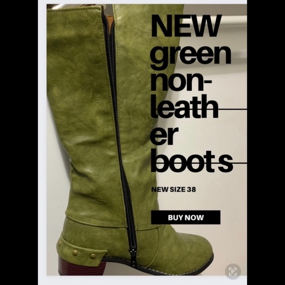 Never Worn Green Non-Leather Dress Boots - Picture 2 of 4